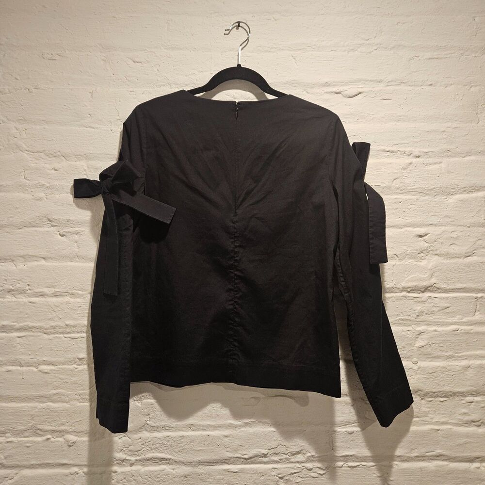 COS Black Bow Tie Cotton Blend Corpcore Goth Blouse Shirt, Size 6